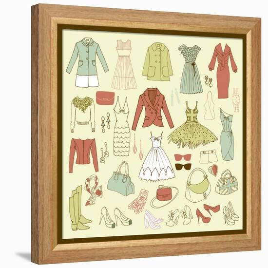 Fashion Hand Drawn Doodle Set-Alisa Foytik-Framed Stretched Canvas