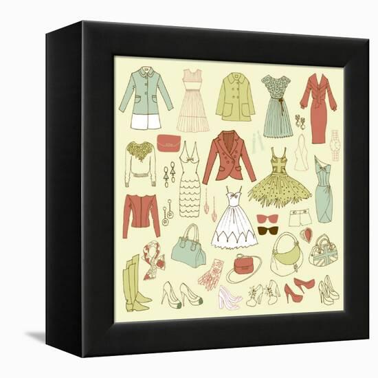 Fashion Hand Drawn Doodle Set-Alisa Foytik-Framed Stretched Canvas