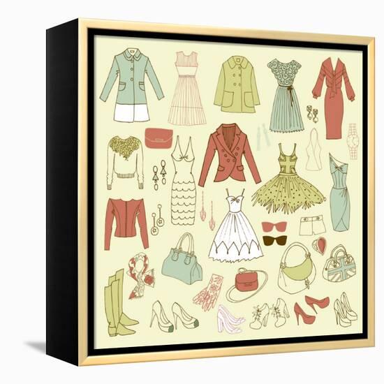 Fashion Hand Drawn Doodle Set-Alisa Foytik-Framed Stretched Canvas