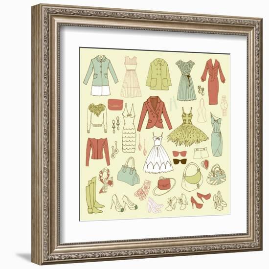 Fashion Hand Drawn Doodle Set-Alisa Foytik-Framed Art Print