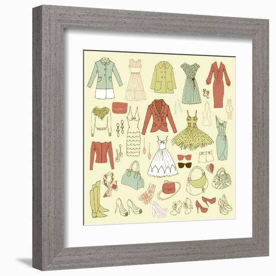 Fashion Hand Drawn Doodle Set-Alisa Foytik-Framed Art Print