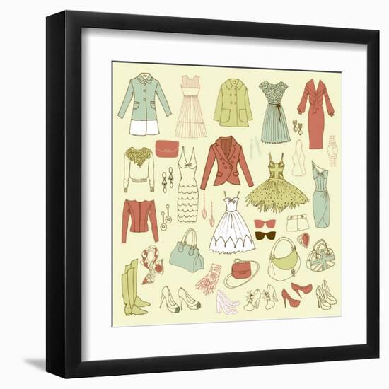 Fashion Hand Drawn Doodle Set-Alisa Foytik-Framed Art Print