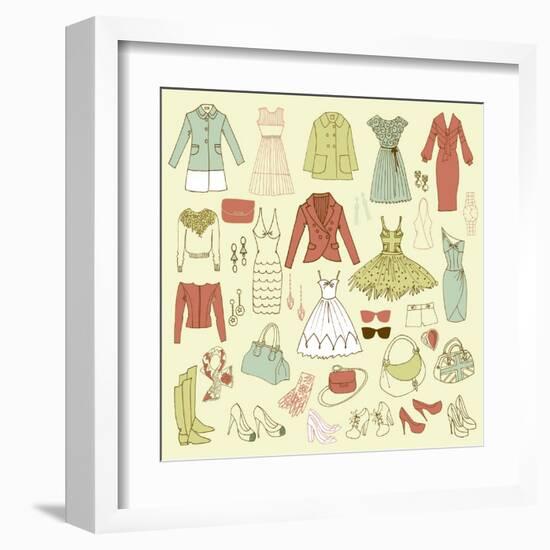 Fashion Hand Drawn Doodle Set-Alisa Foytik-Framed Art Print