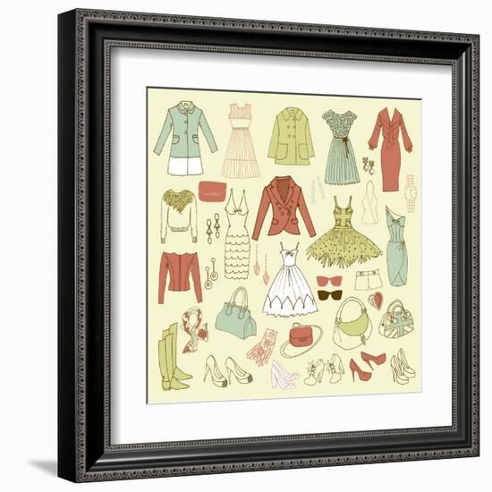 Fashion Hand Drawn Doodle Set-Alisa Foytik-Framed Art Print