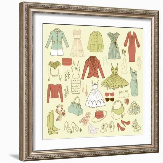 Fashion Hand Drawn Doodle Set-Alisa Foytik-Framed Art Print