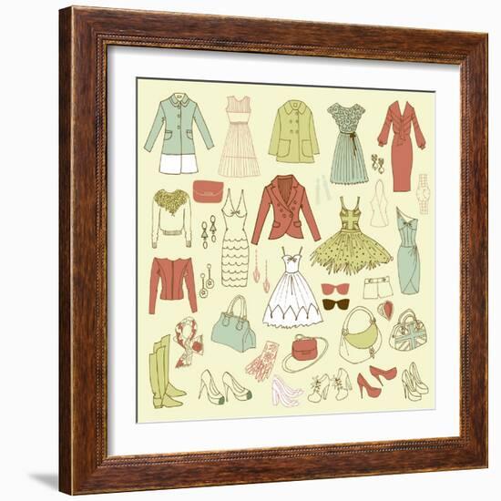 Fashion Hand Drawn Doodle Set-Alisa Foytik-Framed Art Print