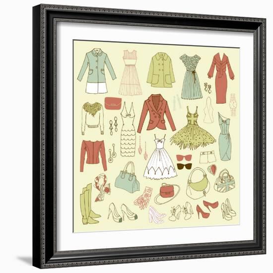 Fashion Hand Drawn Doodle Set-Alisa Foytik-Framed Art Print