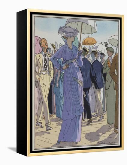 Fashion Illustration of Cheruit's Beach Dress by Pierre Brissanol-Stapleton Collection-Framed Premier Image Canvas