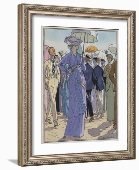 Fashion Illustration of Cheruit's Beach Dress by Pierre Brissanol-Stapleton Collection-Framed Giclee Print