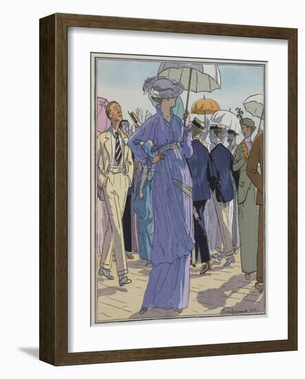 Fashion Illustration of Cheruit's Beach Dress by Pierre Brissanol-Stapleton Collection-Framed Giclee Print