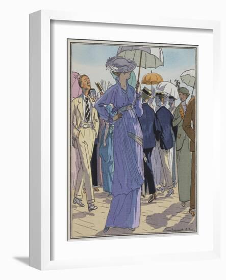 Fashion Illustration of Cheruit's Beach Dress by Pierre Brissanol-Stapleton Collection-Framed Giclee Print