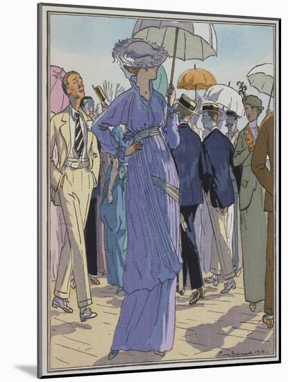 Fashion Illustration of Cheruit's Beach Dress by Pierre Brissanol-Stapleton Collection-Mounted Giclee Print