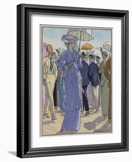 Fashion Illustration of Cheruit's Beach Dress by Pierre Brissanol-Stapleton Collection-Framed Giclee Print