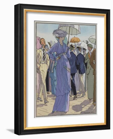 Fashion Illustration of Cheruit's Beach Dress by Pierre Brissanol-Stapleton Collection-Framed Giclee Print