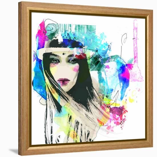 Fashion Illustration with a Face and Bright Free Hand Spots-A Frants-Framed Stretched Canvas