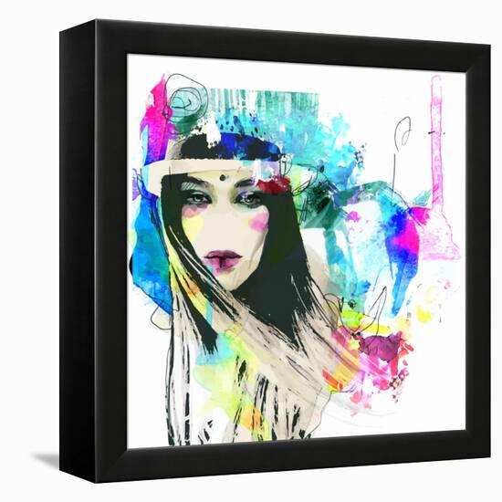 Fashion Illustration with a Face and Bright Free Hand Spots-A Frants-Framed Stretched Canvas