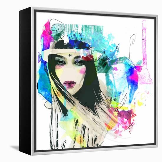 Fashion Illustration with a Face and Bright Free Hand Spots-A Frants-Framed Stretched Canvas