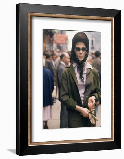 Fashion Model Brigitte Wasserman Walks Along 7th Avenue, New York, New York, 1960-Walter Sanders-Framed Photographic Print