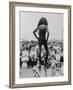 Fashion Model Donyale Luna at End of Outdoor Runway and Modeling Thigh High Lace Up Leather Boots-null-Framed Premium Photographic Print