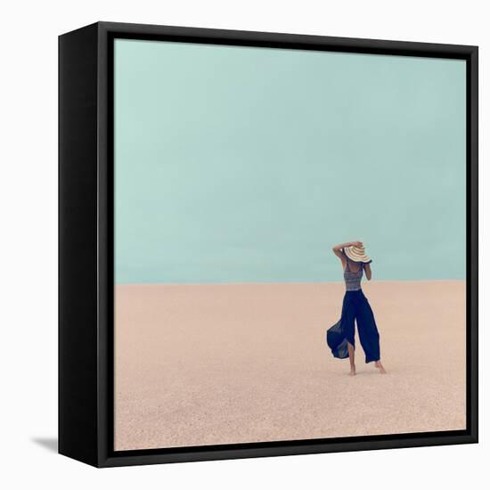 Fashion Model in the Desert on Vacation-Evgeniya Porechenskaya-Framed Stretched Canvas