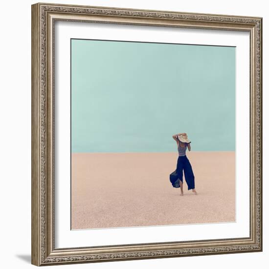 Fashion Model in the Desert on Vacation-Evgeniya Porechenskaya-Framed Photographic Print
