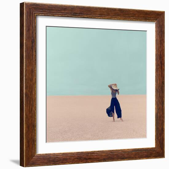 Fashion Model in the Desert on Vacation-Evgeniya Porechenskaya-Framed Photographic Print