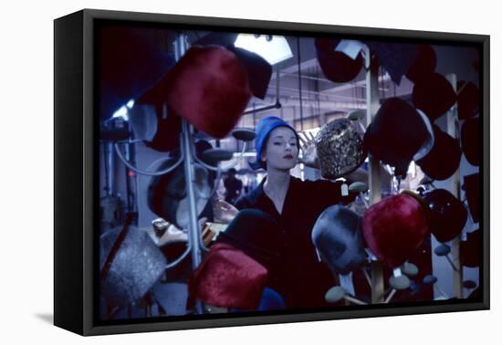 Fashion Model Katherine Gill with Hat by Christian Dior, New York, New York, 1960-Walter Sanders-Framed Premier Image Canvas