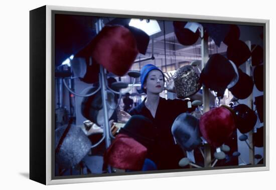 Fashion Model Katherine Gill with Hat by Christian Dior, New York, New York, 1960-Walter Sanders-Framed Premier Image Canvas