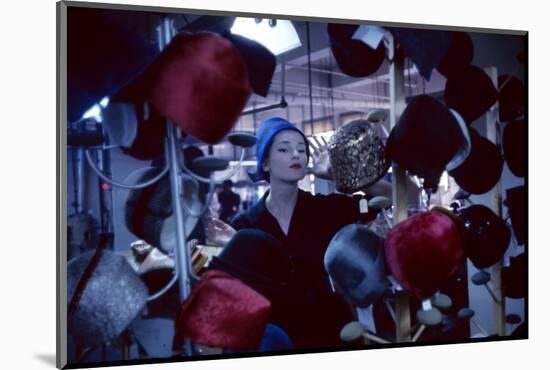 Fashion Model Katherine Gill with Hat by Christian Dior, New York, New York, 1960-Walter Sanders-Mounted Photographic Print