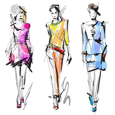 'Fashion Models. Sketch' Art Print - dahabian | Art.com