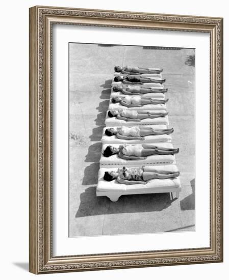 Fashion Models Wearing Swimsuits at a Florida Pool-Lisa Larsen-Framed Photographic Print