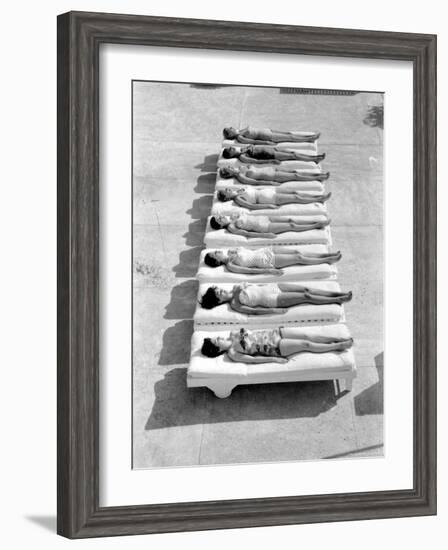 Fashion Models Wearing Swimsuits at a Florida Pool-Lisa Larsen-Framed Photographic Print