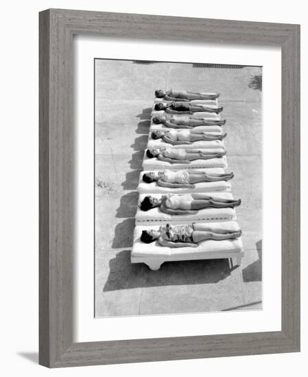 Fashion Models Wearing Swimsuits at a Florida Pool-Lisa Larsen-Framed Photographic Print