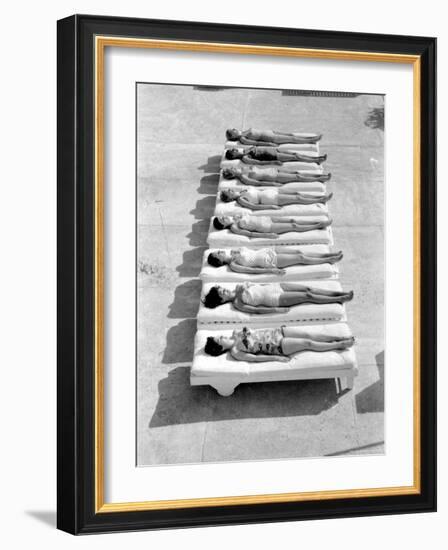 Fashion Models Wearing Swimsuits at a Florida Pool-Lisa Larsen-Framed Photographic Print