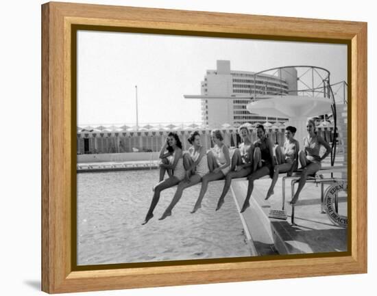 Fashion Models Wearing Swimsuits at the Eden Roc Swimming Pool-Lisa Larsen-Framed Premier Image Canvas