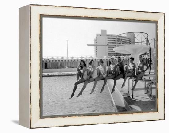 Fashion Models Wearing Swimsuits at the Eden Roc Swimming Pool-Lisa Larsen-Framed Premier Image Canvas