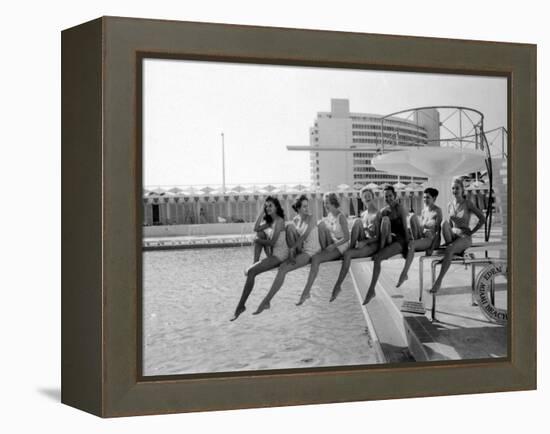 Fashion Models Wearing Swimsuits at the Eden Roc Swimming Pool-Lisa Larsen-Framed Premier Image Canvas