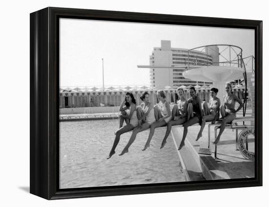 Fashion Models Wearing Swimsuits at the Eden Roc Swimming Pool-Lisa Larsen-Framed Premier Image Canvas