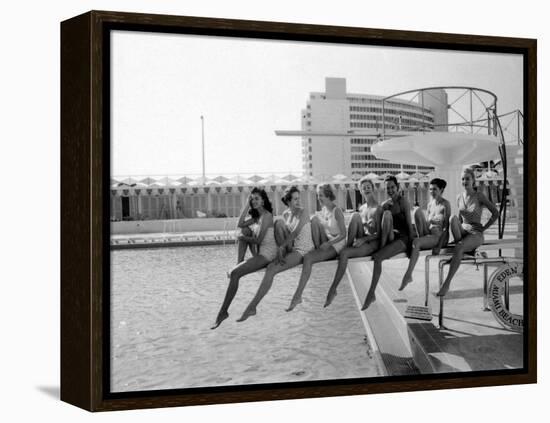 Fashion Models Wearing Swimsuits at the Eden Roc Swimming Pool-Lisa Larsen-Framed Premier Image Canvas