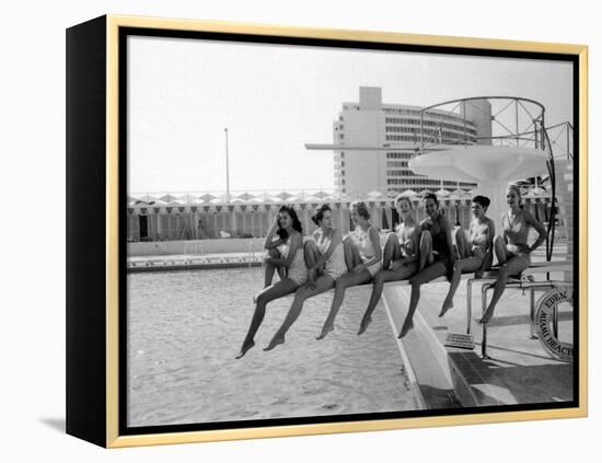 Fashion Models Wearing Swimsuits at the Eden Roc Swimming Pool-Lisa Larsen-Framed Premier Image Canvas