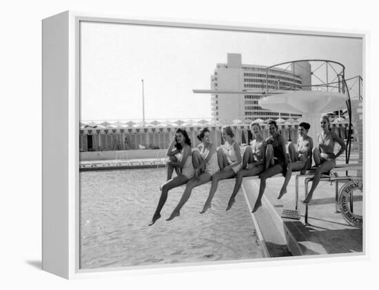 Fashion Models Wearing Swimsuits at the Eden Roc Swimming Pool-Lisa Larsen-Framed Premier Image Canvas