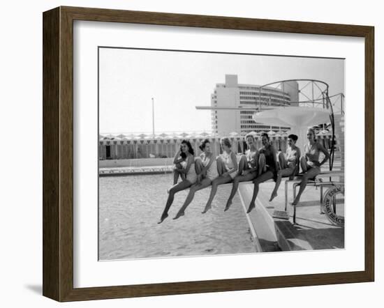 Fashion Models Wearing Swimsuits at the Eden Roc Swimming Pool-Lisa Larsen-Framed Photographic Print
