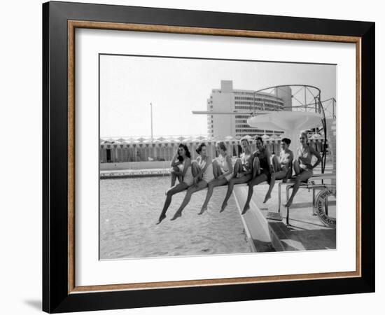 Fashion Models Wearing Swimsuits at the Eden Roc Swimming Pool-Lisa Larsen-Framed Photographic Print