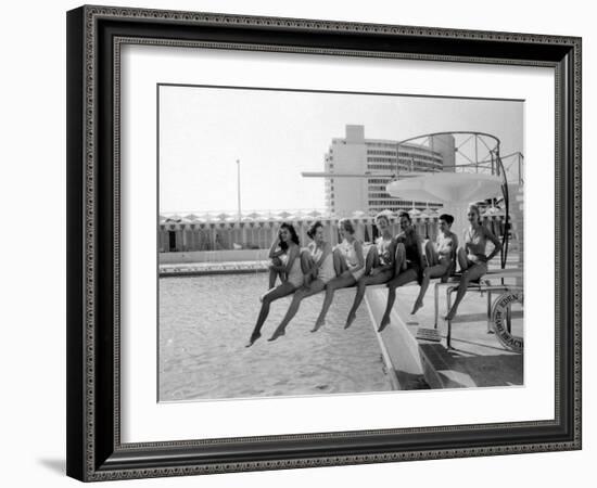 Fashion Models Wearing Swimsuits at the Eden Roc Swimming Pool-Lisa Larsen-Framed Photographic Print