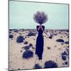 Fashion Photo. Girl in the Desert with a Bouquet Dead Branches-Evgeniya Porechenskaya-Mounted Photographic Print