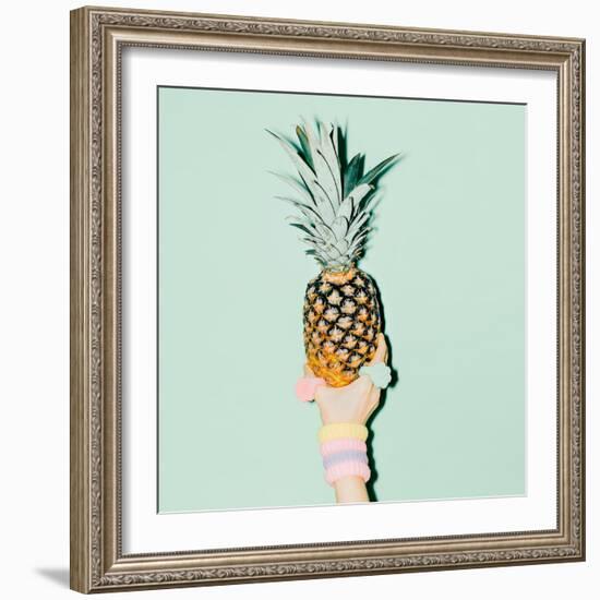 Fashion Photo. Hand Holding Pineapple. Vanilla Style-Evgeniya Porechenskaya-Framed Photographic Print