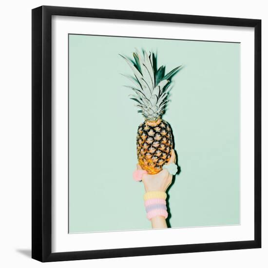 Fashion Photo. Hand Holding Pineapple. Vanilla Style-Evgeniya Porechenskaya-Framed Photographic Print