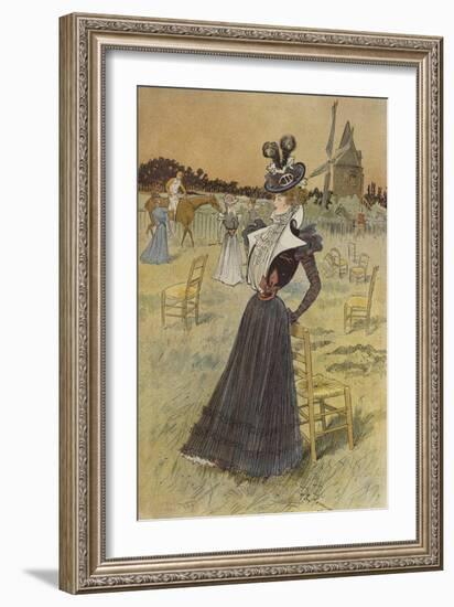 Fashion Plate, at Longchamp, Illustration from 'La Nouvelle Mode', 1897-Felix Fournery-Framed Giclee Print