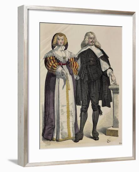 Fashion Plate Depicting Middle Class Couple. Print, around 1700-null-Framed Giclee Print