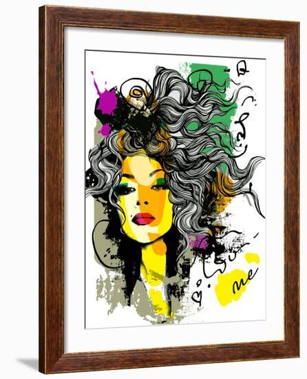 Fashion Print Sketch with a Model-A Frants-Framed Art Print